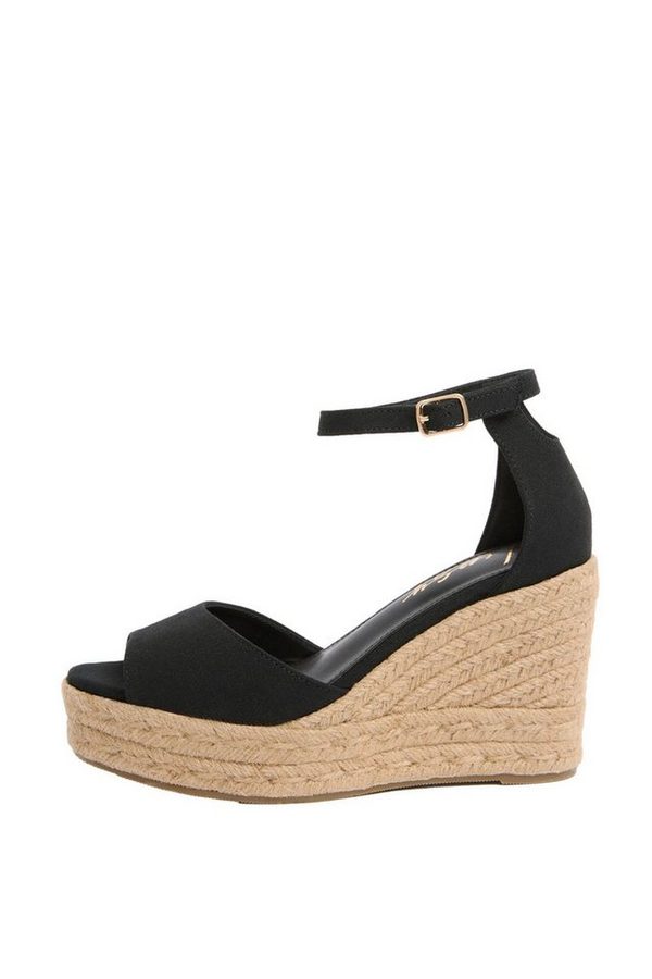 LIPSY Lipsy zehenfreie Canvas-Espadrilles mit Keilabsatz High-Heel-Sandalette von Lipsy