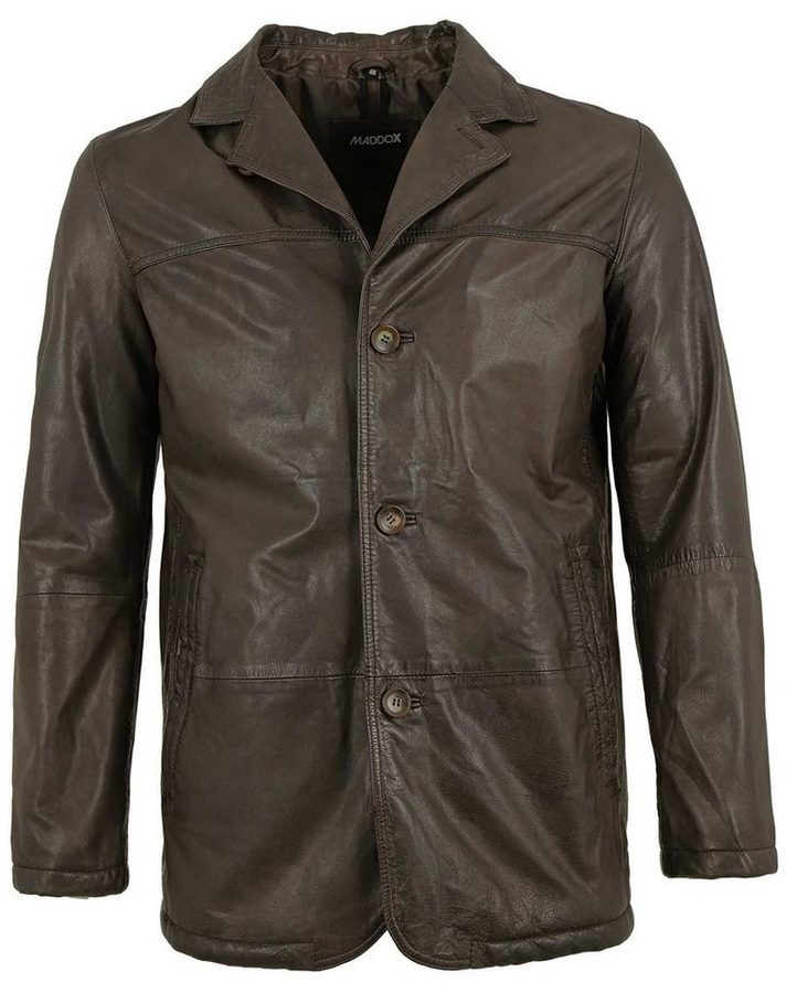 Maddox Lederjacke MADDOX - Herren Lederjacke Sakko Lammnappa dunkelbraun von Maddox