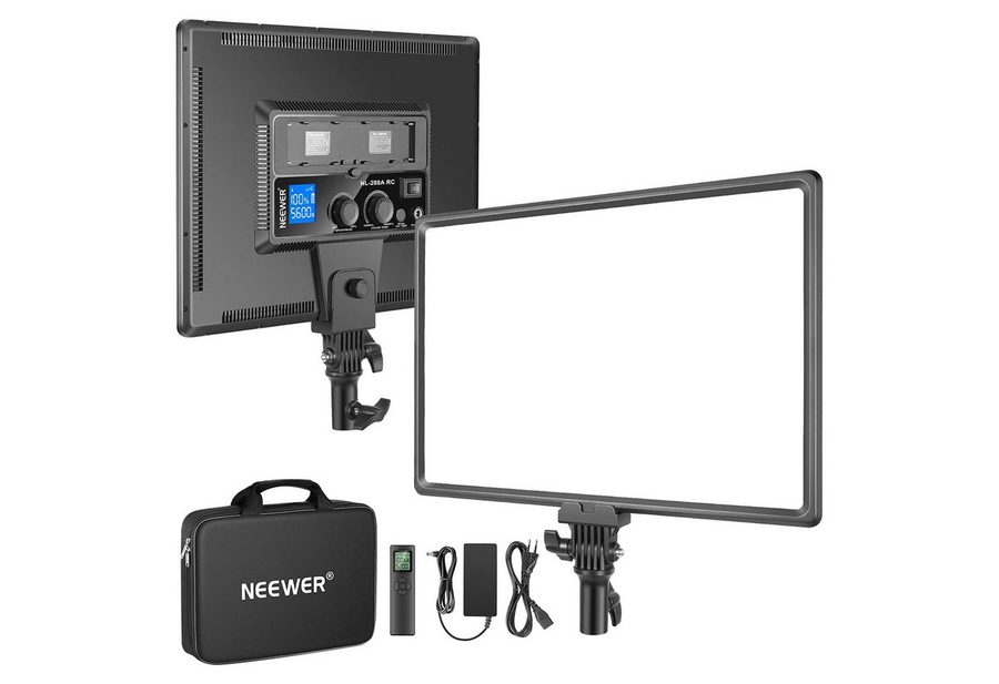 Neewer Videoleuchte NL288 LED Video Panel Licht, Dimmbar, Zweifarbig, 45W, 3200K-5600K, mit 2,4G Fernbedienung und Adapter, für Foto YouTube Live Stream von Neewer