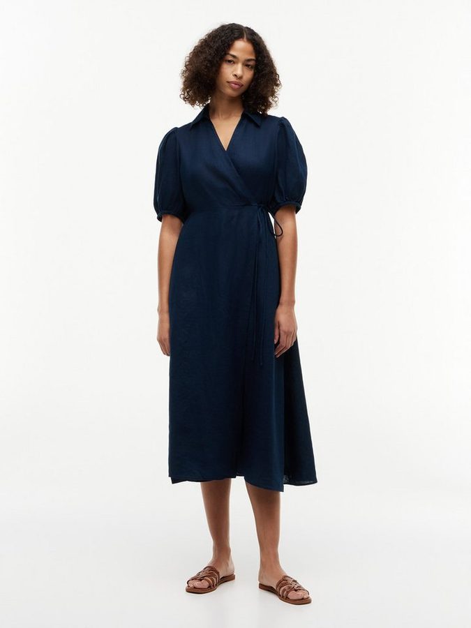 Tommy Hilfiger Wickelkleid SUMR LINEN WRAP LNG MIDI DRS Leinen, Bindeband von Tommy Hilfiger