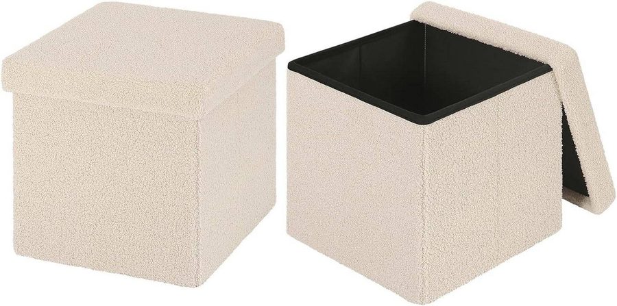 EUGAD Sitzhocker (2 St), mit Stauraum, Faltbarer Hocker, aus Teddyfleece von EUGAD