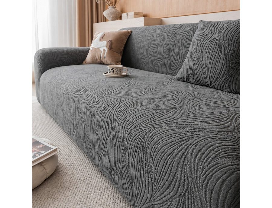 JASLIFE Sofahusse Wellenstruktur, weicher Jacquard-Stoff, elastisch, formstabil und maschinenwaschbar von JASLIFE