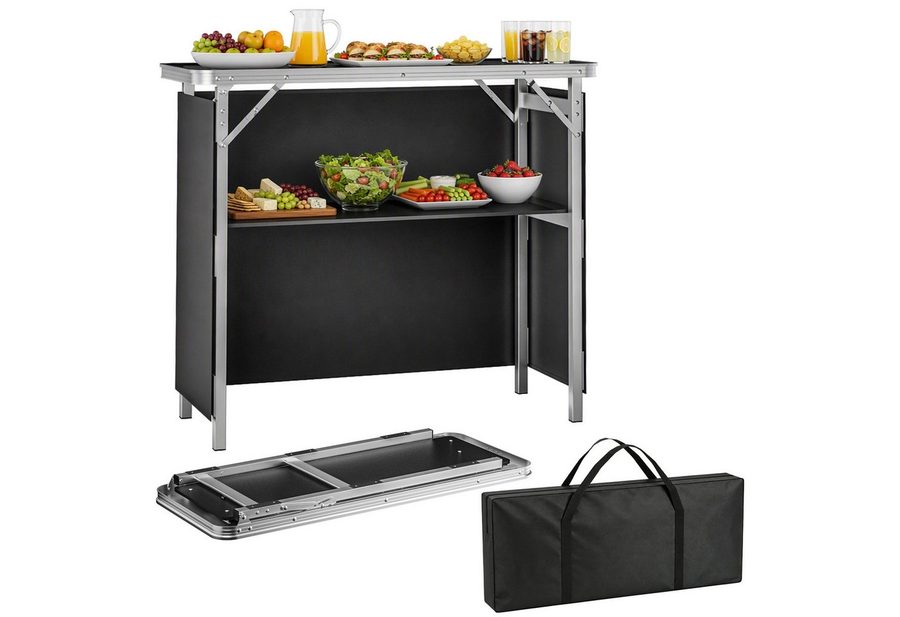 FIVMEN Campingtisch Klapptisch Tapeziertisch faltbarer mit Aufbewahrungsregal, MDF‑Tischplatte Aluminium Rahmen, inkl. Tragetasche Stoffverkleidung von FIVMEN