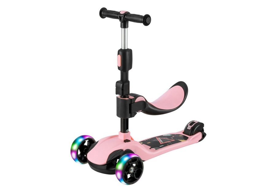 OUNUO Dreiradscooter Kinderroller mit Klappsitz, höhenverstellbar, mit LED, für 2 Jahre ab von OUNUO