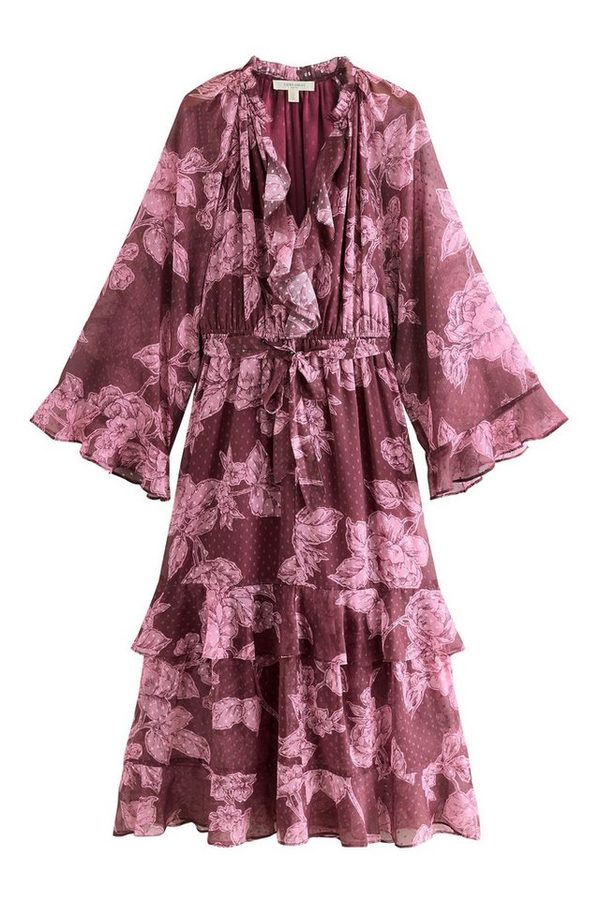 LAURA ASHLEY Maxikleid Laura Ashley Chiffon-Maxikleid mit Rüschen (1-tlg) von Laura Ashley