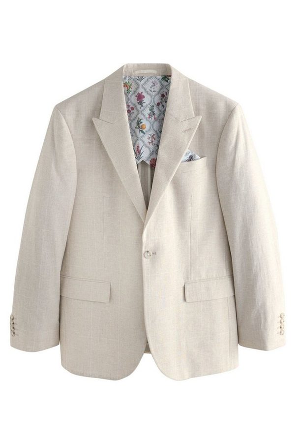 Next Sakko Regular Fit Anzugsakko mit Karos aus Leinengemisch (1-tlg) von Next