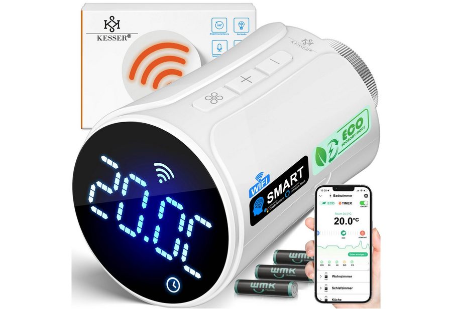 KESSER Heizkörperthermostat, Heizungsregler Smart Home Heizungssteuerung mit WLAN & APP Steuerung von KESSER