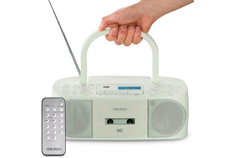 Medion® Boombox MEDION® LIFE® DRX-1 Plus (MD400003) Radio (AM- / FM- Tuner, MW / UKW mit RDS, 3 W, Bluetooth® 5.4, AUX-In, Batteriebetrieb: 6 x 1,5 V, Kopfhöreranschluss) von Medion®