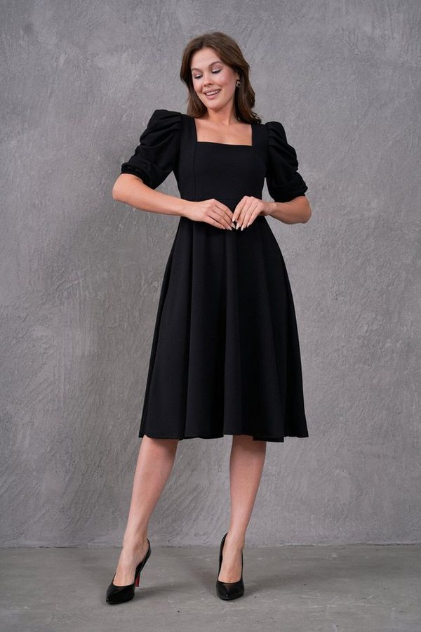 WOMAN VISION Midikleid Midikleid mit eckigem Ausschnitt und kurzen Ärmeln von WOMAN VISION