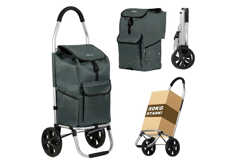 HOMELUX Einkaufstrolley Handwagen, mit separater Kühltasche, klappbar 41L, 41 l, Handwagen mit Rollen, abnehmbare Tasche, Backgrid von HOMELUX