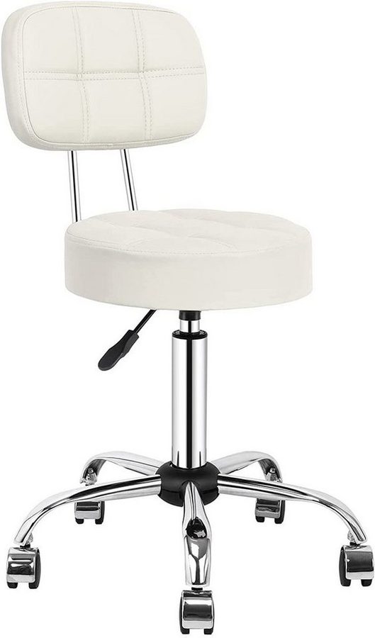 HomeMiYN Drehhocker Drehhocker Rollhocker mit Lehne Arbeitshocker höhenverstellbar Rollen, höhenverstellbarer Sessel von HomeMiYN