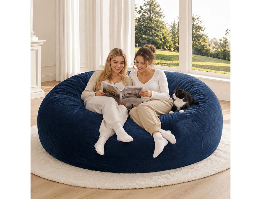 VUZINIC Sitzsack 6ft mit Füllung, für Groß & Klein, weich (1 St), maschinenwaschbarer Bezug, Blau von VUZINIC