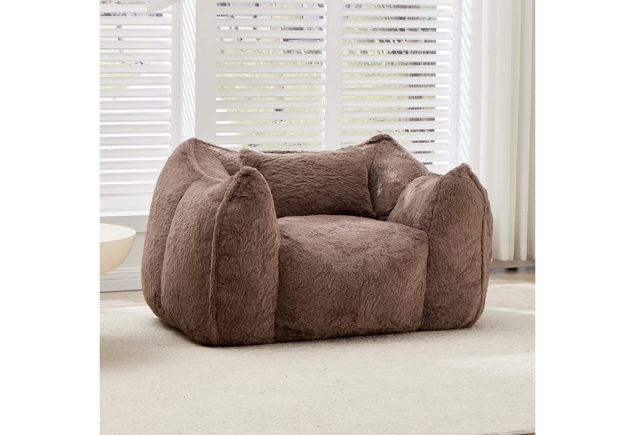 Vankel Relaxliege Sofas Wohnzimmer Loungesessel aus Kunstfell weich & bequem, Bean Bag Sessel mit Schaumstofffüllung und ohne Montage von Vankel