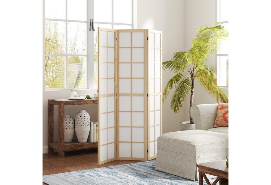 HOMCOM Paravent (Sichtschutz, 1 St., 3-teilig faltbar), Stellwand für Wohnzimmer Natur von HOMCOM