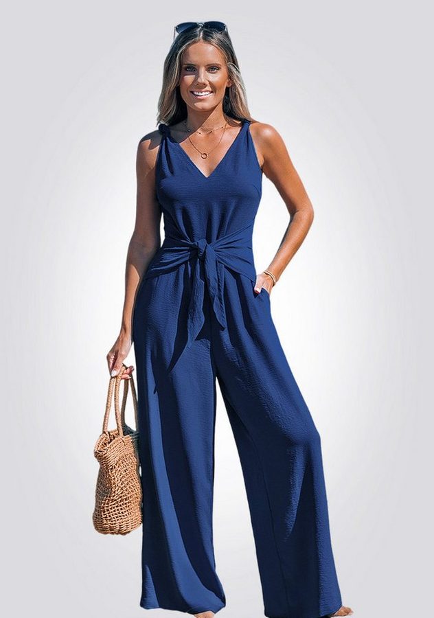 Cupshe Jumpsuit Schleife Taille Weites Bein Ärmellos von Cupshe