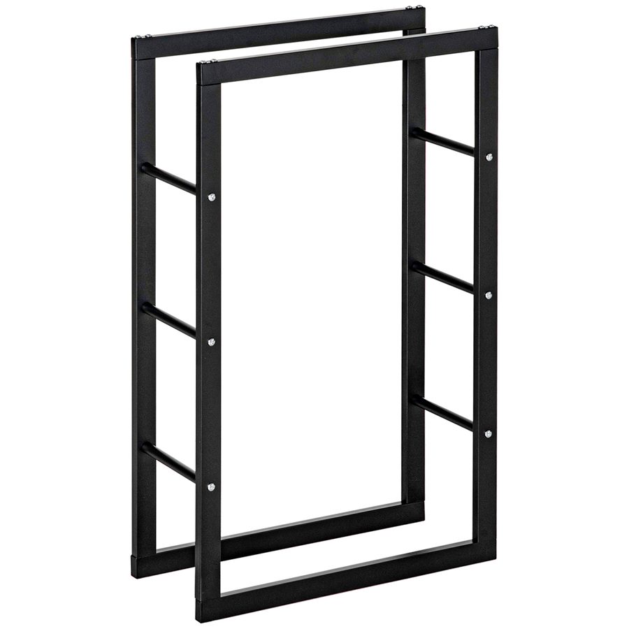 HOMCOM Kaminholzständer Kaminholzablage Feuerholzregal Kaminholzhalter 100kg Stahl Schwarz L60 x B25 x H100 cm   Aosom von HOMCOM