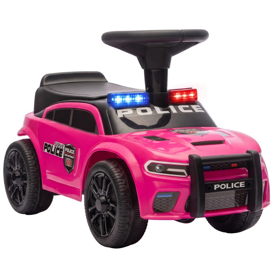 AIYAPLAY Polizei-Rutschauto für Kinder von 18-36 Monaten, Rutschauto mit Licht, Musik und Stauraum, 65x29,5x36 cm, Rosa   Aosom von AIYAPLAY
