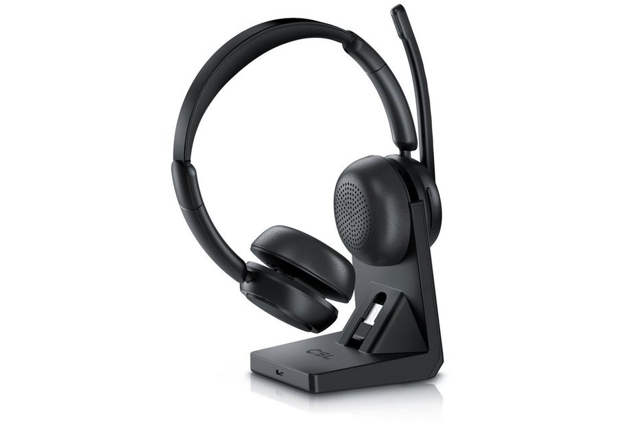 CSL Bluetooth 5.2, Headset kabellos mit Ladestation, 40 h Laufzeit Wireless-Headset (Freisprechfunktion, Sprachassistent, A2DP Bluetooth, Bluetooth, 2,4 Ghz, Multifunktionstaste, Dual Connectivity, Multipoint, Kopfhörer) von Csl