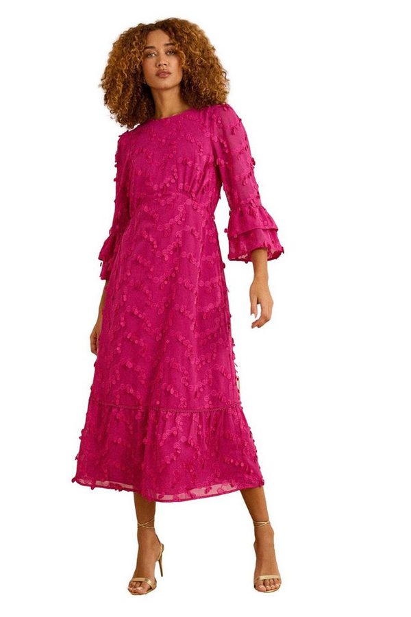 Love & Roses Midikleid Love & Roses Midikleid mit Trompetenärmeln Regular (1-tlg) von Love & Roses