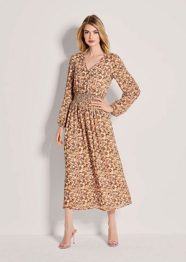 MADELEINE Maxikleid Viskosekleid mit Wickeleffekt Sommerkleid mit V-Ausschnitt, Gummizug, Wadenlänge und Langarm von MADELEINE