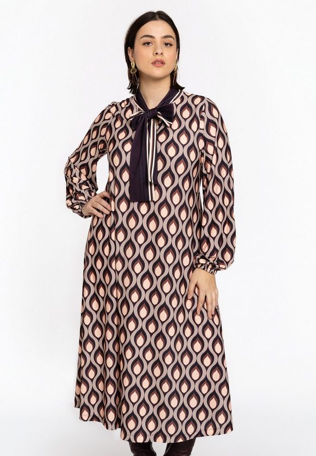 YOEK Midikleid Damen Kleid mit Druck mit langen Ärmeln von YOEK