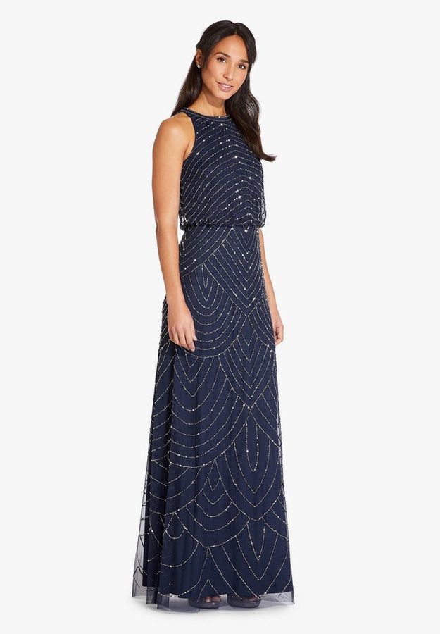 Adrianna Papell Abendkleid Beaded Halter Long Dress Tailliert, figurbetont, elegant von Adrianna Papell
