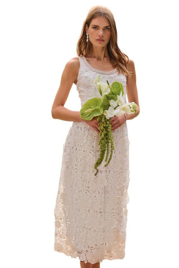 Love & Roses Midikleid Love & Roses Midikleid mit Spitze, Brautmode (1-tlg) von Love & Roses