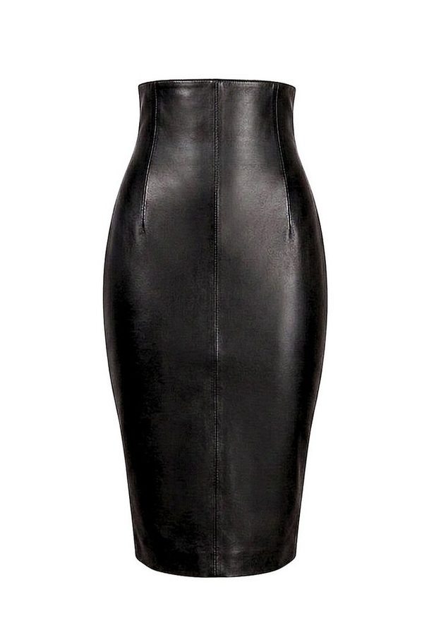 Be Noble Lederrock Madrid Eleganter knielanger Lederrock mit sehr hoher Taille von Be Noble