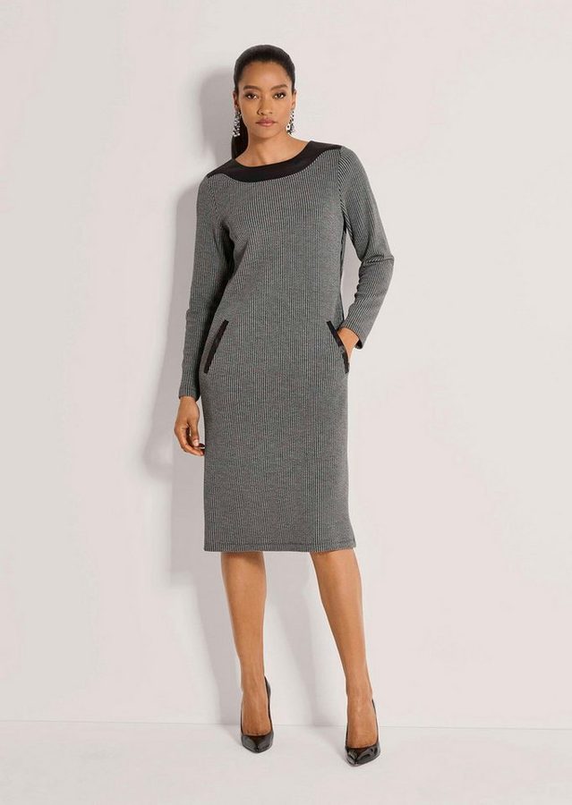 MADELEINE Midikleid Etuikleid mit Leder-Optik-Besatz Seitliche Eingrifftaschen mit nahtloser Blende von MADELEINE
