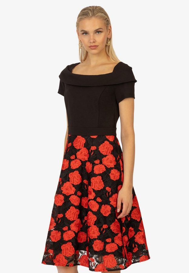 Kraimod Cocktailkleid mit A-Linie und Rosendruck, schulterfrei von Kraimod