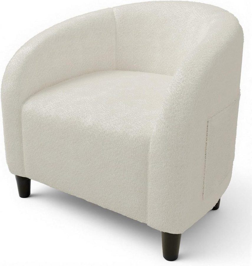 GarveeMore Sessel mit weich gepolstertem Sitz und stabilen Beinen für Wohnzimmer, Akzentstuhl,Fassstuhl,Bouclé-Sessel,Sherpa-Sessel,63x68x71cm von GarveeMore