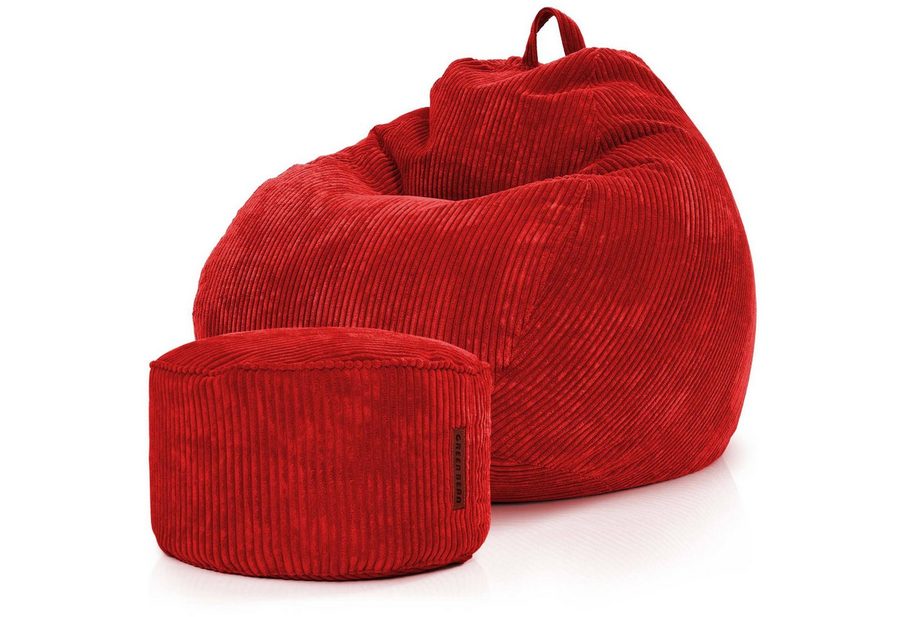 Green Bean Sitzsack XXL Sitzsack Scoop + Hocker aus Cord, Indoor Sitzkissen mit Sitzhocker, Relax Sessel von Green Bean