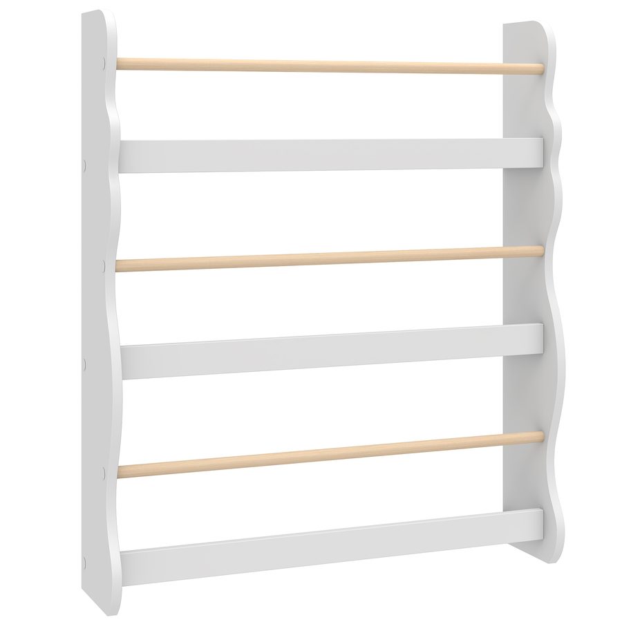AIYAPLAY Bücherregal Kinder, Wandmontiert Kinderregal mit 3 Ebenen, Wandregal mit Kippschtz Platzsparend Spielzeugregal für Bücher Spielzeug Leseecke Kinderzimmer,  60 x 15 x 73 cm Weiß   Aosom von AIYAPLAY