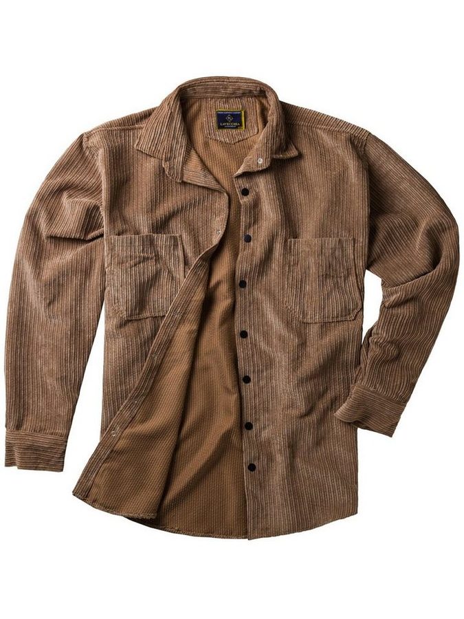 Lavecchia Langarmhemd Lavecchia Herren Cordhemd LV-5578 (Beige-Camel, 4XL) Herren Langarm Hemd Herrenhemd von Lavecchia
