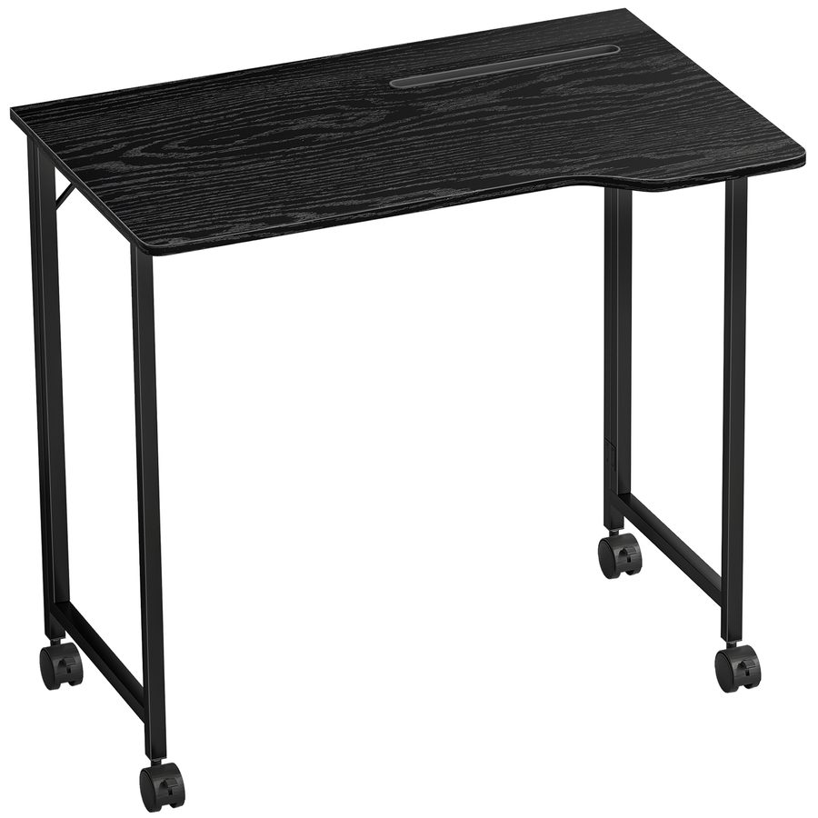HOMCOM Klappbarer Schreibtisch 80 x 52 cm, Computertisch auf Rollen mit Gerätefach, für Homeoffice, kleine Räume oder Schlafzimmer, einfache Montage, Schwarz   Aosom von HOMCOM