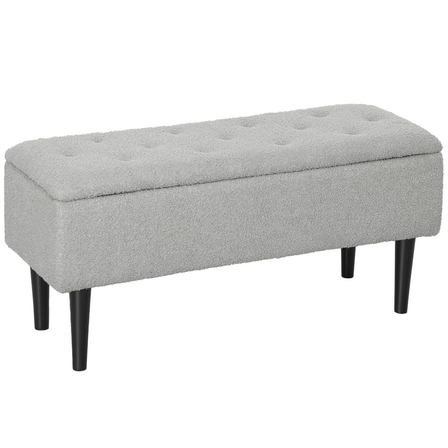 HOMCOM Sitzbank mit Stauraum Polsterbank mit Klappdeckel in Grau Samtoptik Truhenbank für Wohnzimmer Schlafzimmer 95 x 38 x 45 cm   Aosom.de von HOMCOM
