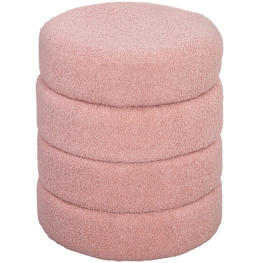 HOMCOM Sitzhocker, Fußhocker, Runder Polsterhocker, Fußstütze mit Sitzkissen, für Wohnzimmer, Schlafzimmer, Rosa, Ø40 x 45 cm   Aosom von HOMCOM