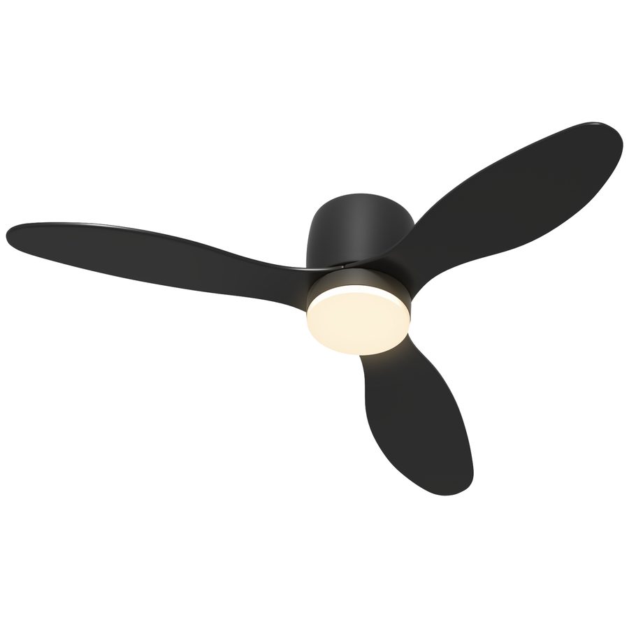 HOMCOM Deckenventilator mit Beleuchtung und Fernbedienung 115 cm LED Lampe mit Ventilator, Umkehrbarer DC Motor, 3 Flügeln, 3 Lichtfarben, 6 Geschwindigkeiten, Timer Deckenventilator für Schlafzimmer   Aosom von HOMCOM