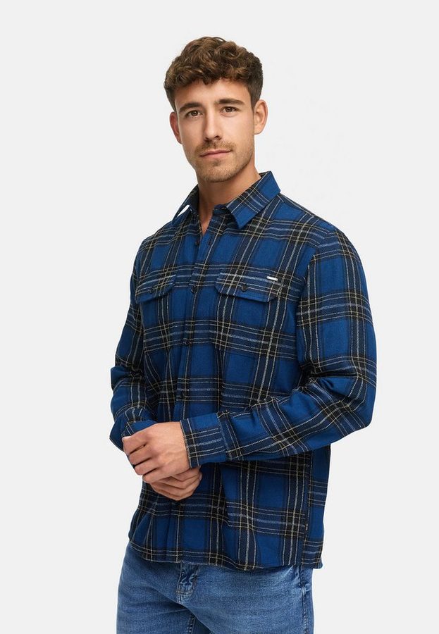 INDICODE Langarmhemd Herren INGroff Herrenhemd Langarm Langarm-Hemd mit zwei Brust-Taschen und Knopfleiste von INDICODE
