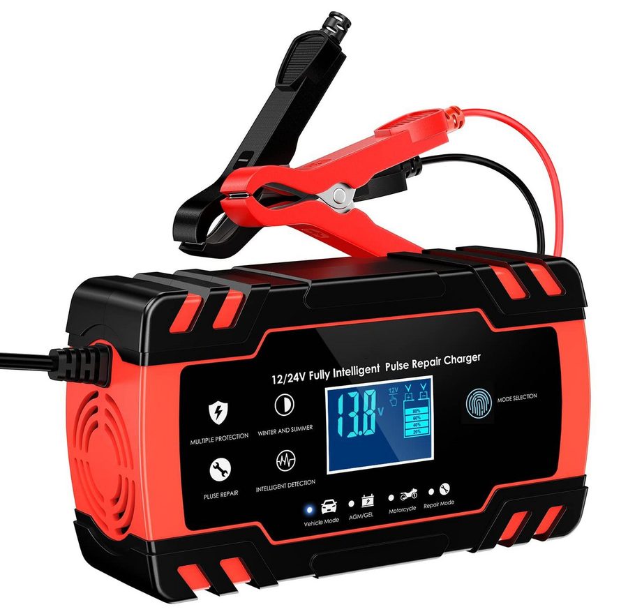MOPUEA 8-A-Intelligentes Batterie-Ladegerät, 12V/24V Autobatterieladegerät Autobatterie-Ladegerät (mit Erhaltungsladung, vollautomatischer Desulfator, mit Temperaturkompensation für Auto, LKW, Rasenmäher) von MOPUEA