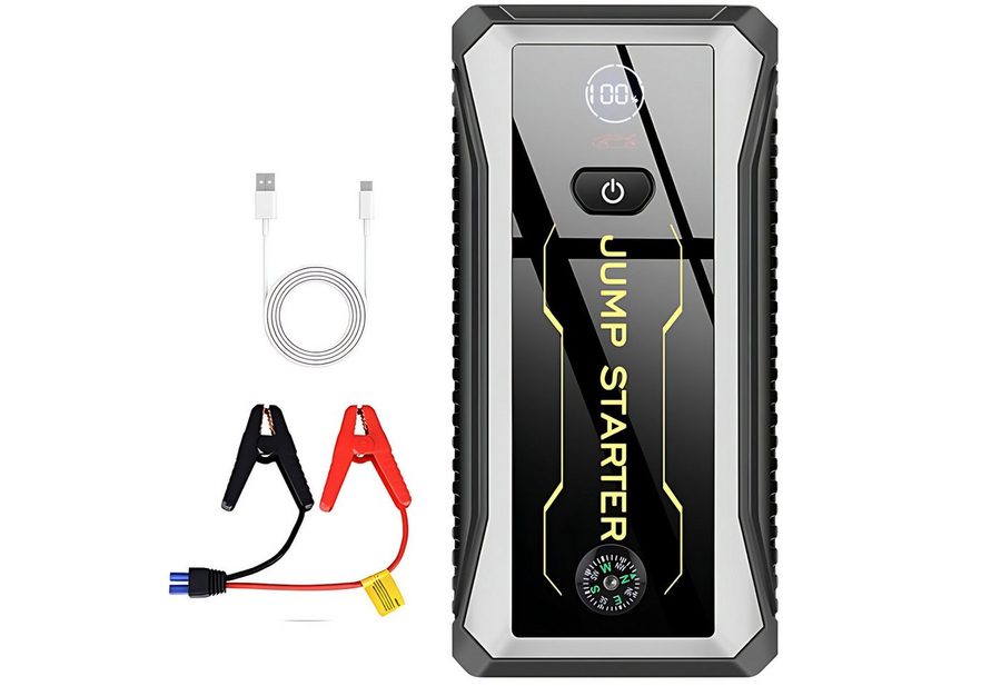 ibettertec Notfallstarter fürs Auto mit Powerbank und LED-Taschenlampe Starthilfegerät Batterie Booster für 12-V-Fahrzeuge, Benziner und Diesel, 2 USB-Ausgänge, LED-Anzeige, 3 Lichtmodi, -20 bis +50 °C von ibettertec