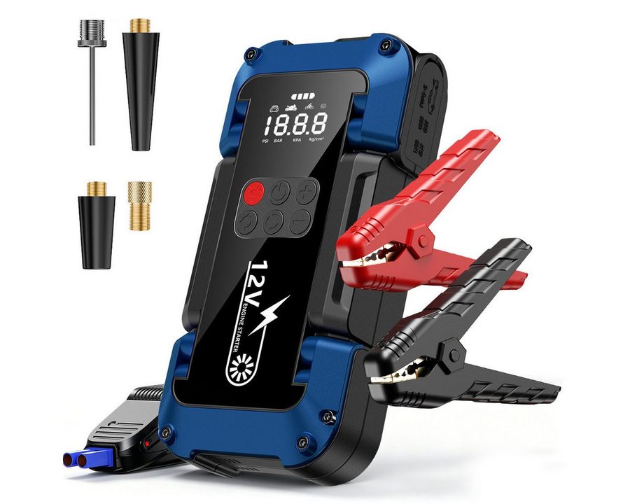 AeroAxis 26800 mAh Starthilfe Powerbank 4000A 150PSI Kompressor Starthilfegerät Autobatterie-Ladegerät (Set, Auto Starthilfe LED-Taschenlampe, großen Bildschirm, Jumper Bildschirm) von AeroAxis