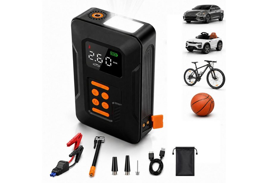 Vornix Starthilfe Powerbank Auto 18000mAh(12V),4-in-1 Starthilfegerät Autobatterie-Ladegerät (Starthilfe Powerbank mit Luftkompressor) von Vornix