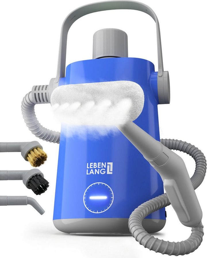 Lebenlang Dampfreiniger Handgerät Steam Cleaner Dampfreiniger, 1000,00 W, Kraftvolle 1000W Leistung I Großer 300ml Tank I Inkl. 10x Zubehör von Lebenlang