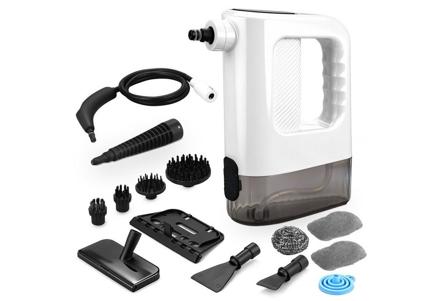 CkeyiN Handdampfreiniger Mehrzweck-Dampfreiniger 150-450 Kpa Dampf 3 Stufe 15s Aufheizzeit, 1200 W, mit 400-ml-Wassertank 13 Zubehörteilen gegen Fett-und Kalkablagerungen von CkeyiN
