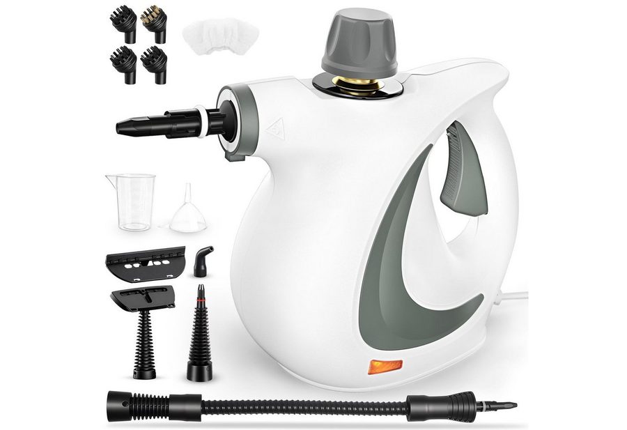 AIBISTAR Handdampfreiniger Dampfreiniger, 3 Bar, 450ml, 12 Zubehör, Steam Cleaner für Haushalt, 1050 W, 12-teiliges,Für Böden, Fliesen, Polster, Fenster, Auto & mehr von AIBISTAR