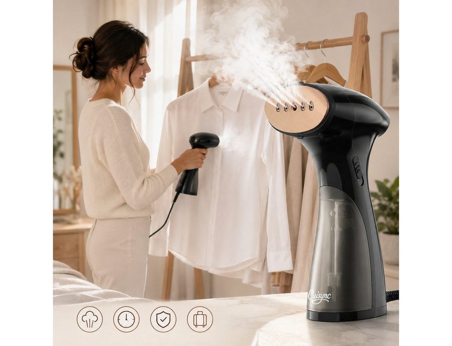 CUISYNC Dampfglätter Steamer für Kleidung, Handdampfgerät, kompakter Dampfglätter, kompakt, 1600 W, Starker Dampf, 150 ml Tank, vertikal & horizontal für Zuhause & Reisen von CUISYNC