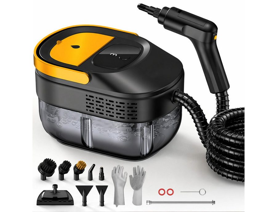 Futicare Dampfreiniger Handdampfreiniger 2500 W, bis zu 100 °C, 3 bar, ca. 10 Sek., 1600 ml, 2500 W, 3 Dampfstufen, Tragbarer Reiniger mit Zubehör für Küche, Fenster, Bad und Auto von Futicare