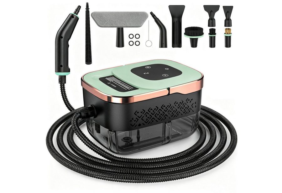 YADIMI Handdampfreiniger 1500W Tragbarer Dampfreiniger mit 1250 ml Wassertank, 1500 W, 6-stufige Leistungsregelung und 10-teiliges Zubehörset, Dampfreiniger für Böden, Küche, Fenster, Badezimmer und Auto von YADIMI