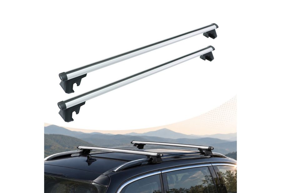 relaxdays Relingträger Dachträger Aluminium offene Reling (2-St), silber, 124 cm von RELAXDAYS